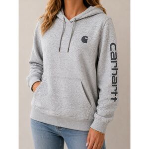 Carhartt Relaxed Fit Fleece Lined Hoodie Gray Speckled Women’s M Cozy NWOT